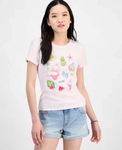 Rebellious One Juniors' Tropical Graphic Short-sleeve T-shirt