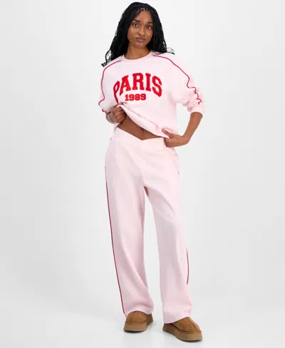 Rebellious One Juniors' V-waist Piped Sweatpants In Pink