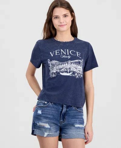 Rebellious One Juniors' Venice Graphic T-shirt In Blue