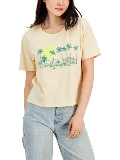 Rebellious One Juniors Womens Short Sleeve Crewneck Graphic T-shirt In Yellow