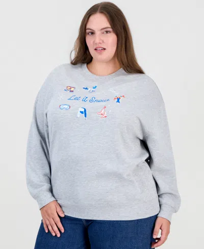 Rebellious One Plus Size Let It Snow Graphic Crewneck Sweatshirt In H Grey