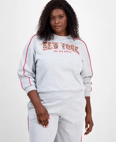 Rebellious One Plus Size New York Graphic Sweatshirt In Gray