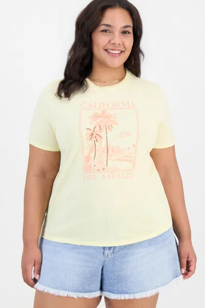 Rebellious One Trendy Plus California Sequin Graphic Tee In Neutral
