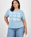 Rebellious One Trendy Plus Size Butterfly Applique T-shirt