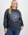 Rebellious One Trendy Plus Size Celestial Dropped-shoulder Sweatshirt In Turbulence