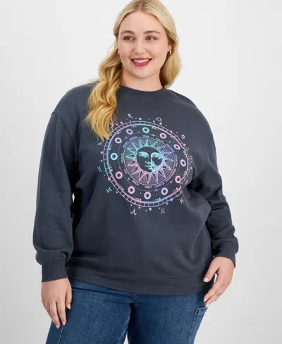 Rebellious One Trendy Plus Size Celestial Dropped-shoulder Sweatshirt In Turbulence