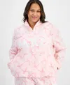 Rebellious One Trendy Plus Size Paris Polar Fleece Sweatshirt In Pink