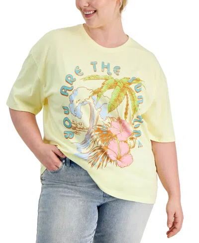 Rebellious One Trendy Plus Size Sunshine Graphic Print Boyfriend T-shirt In French Van