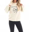 Rebellious Rose Llc Camo Tennessee Coquette Bow Sweatshirt In Cream In White