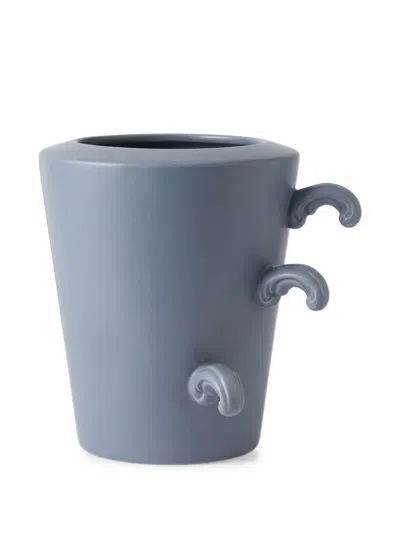 Rebirth Ceramics Cutted Conic Vase In Blue
