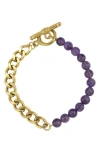 Rebl Amethyst Beaded Cuban Chain Toggle Bracelet
