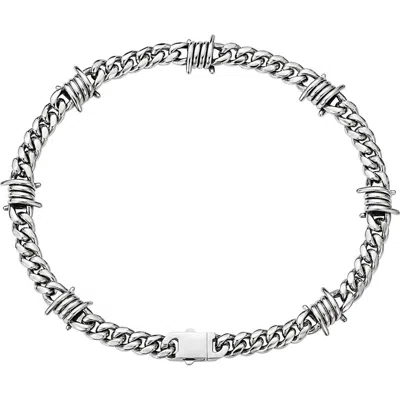 Rebl Barbed Wire Chain Necklace In Silver