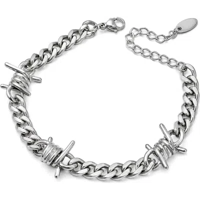 Rebl Barbed Wire Link Bracelet In Silver