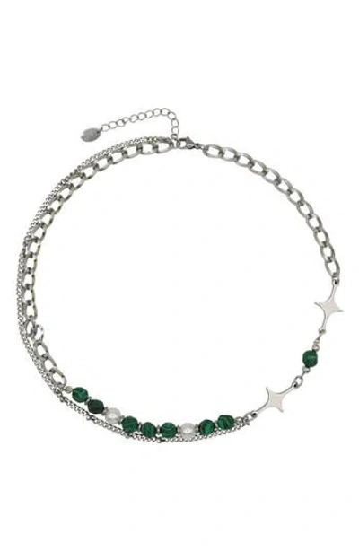 Rebl Beaded Layered Necklace In Green