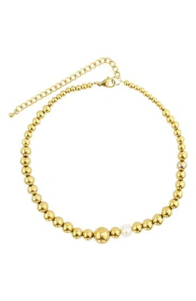 Rebl Beaded Necklace In Gold