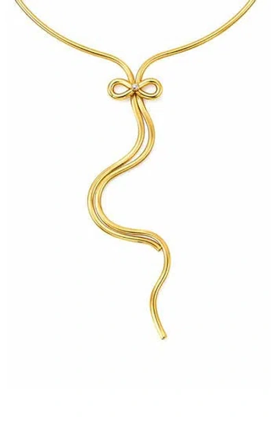 Rebl Bow Lariat Necklace In Gold