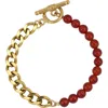 Rebl Carnelian & Cuban Chain Bracelet