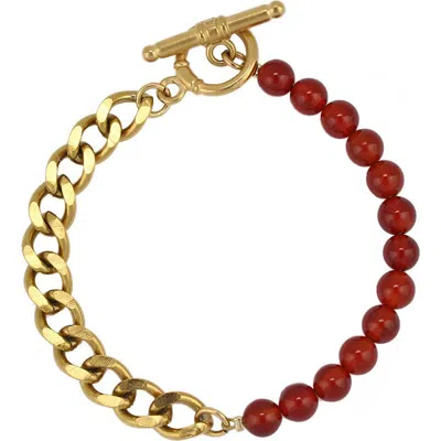 Rebl Carnelian & Cuban Chain Bracelet