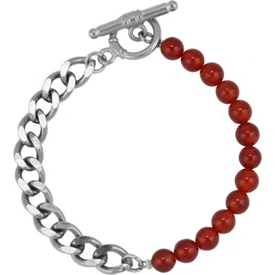 Rebl Carnelian & Cuban Chain Bracelet