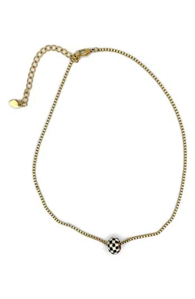 Rebl Checkered Bead Pendant Necklace In Gold