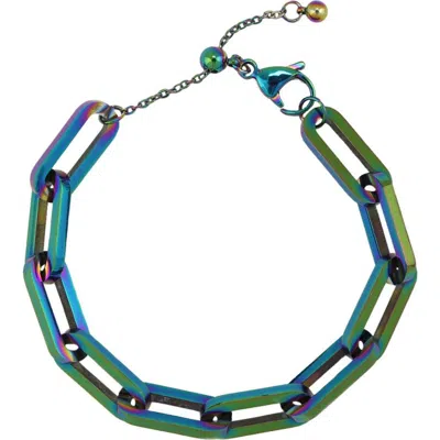 Rebl Chunky Paper Clip Chain Bracelet In Green