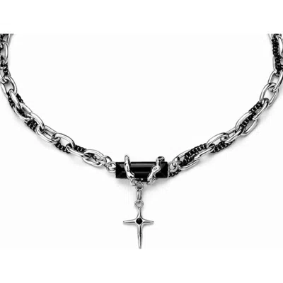 Rebl Cross Pendant Chain Necklace In Silver