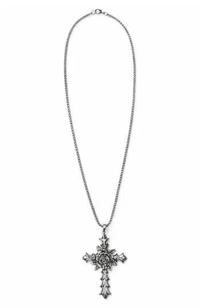 Rebl Cross Pendant Necklace In Silver