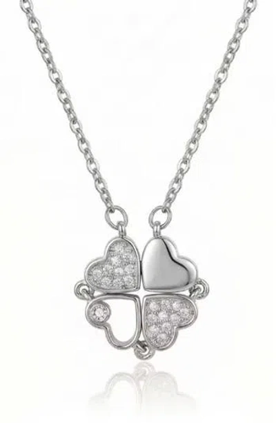 Rebl Crystal Clover Pendant Necklace In Silver