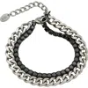 Rebl Cubic Zirconia & Curb Chain Layered Bracelet