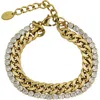 Rebl Cubic Zirconia & Curb Chain Layered Bracelet