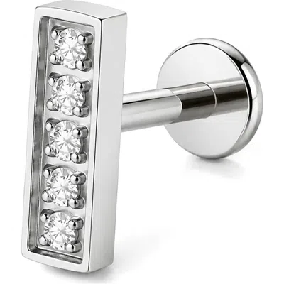 Rebl Cubic Zirconia Bar Stud Earring In Silver