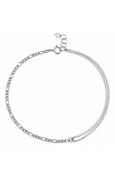 Rebl Cubic Zirconia Chain Necklace In Silver