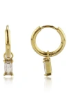 Rebl Cubic Zirconia Drop Huggie Hoop Earrings