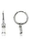 Rebl Cubic Zirconia Drop Huggie Hoop Earrings