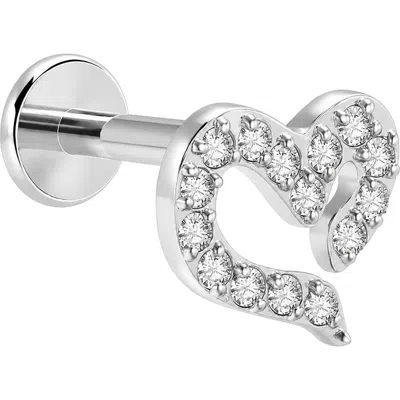 Rebl Cubic Zirconia Open Heart Stud Earring In Silver