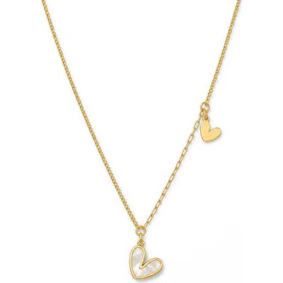 Rebl Double Heart Charm Necklace In Gold