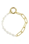 Rebl Faux Pearl Paperclip Chain Bracelet