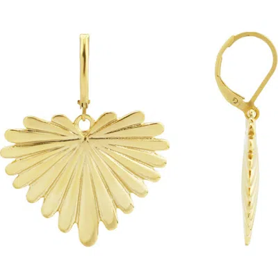 Rebl Feathered Heart Drop Earrings In Gold