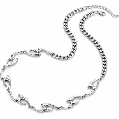 Rebl Flame Link Chain Necklace In Silver