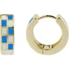 Rebl Gender Inclusive 15.7mm Checkered Hoop Earrings In Blue And White