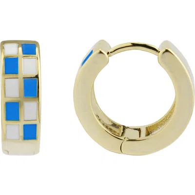 Rebl Gender Inclusive 15.7mm Checkered Hoop Earrings In Gold