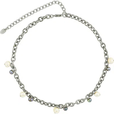 Rebl Gender Inclusive 6mm Faux Pearl Necklace In Metallic