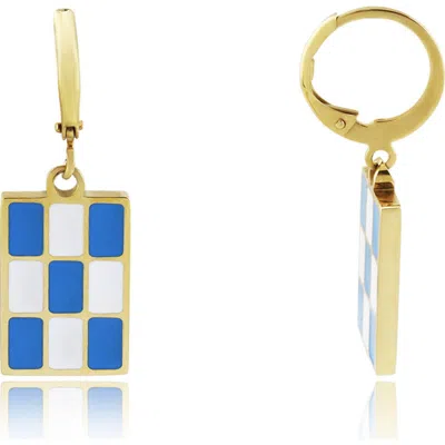 Rebl Gender Inclusive 7mm Checkered Drop Earrings In Gold