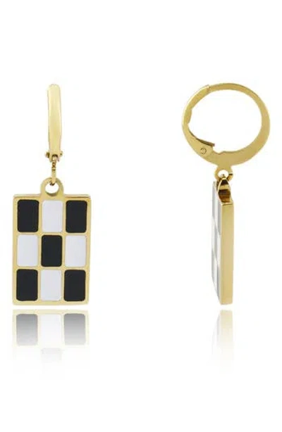 Rebl Gender Inclusive 7mm Checkered Rectangle Drop Earrings In Multi