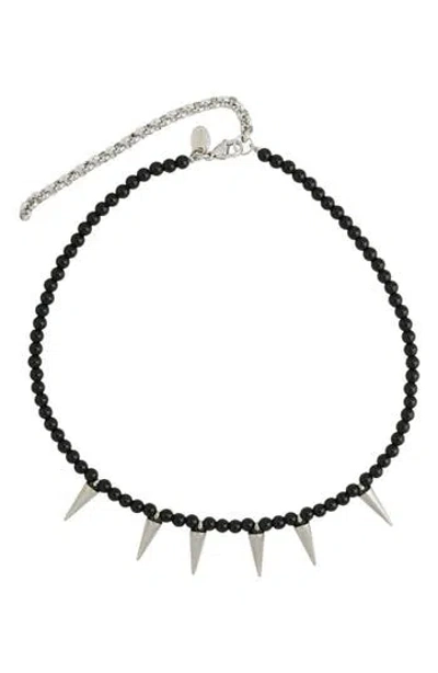 Rebl Gender Inclusive Alfie Beaded Neclace In Black And Silver