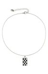 Rebl Gender Inclusive Checkered Pendant Necklace In Black And White