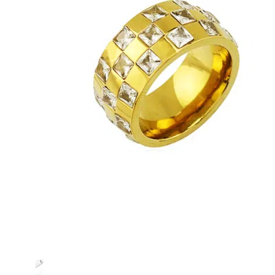 Rebl Gender Inclusive Crystal Band Ring In Gold