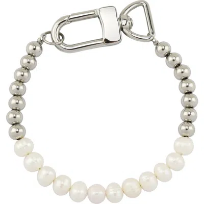 Rebl Gender Inclusive Diana Faux Pearl Bracelet In Silver And Pearl
