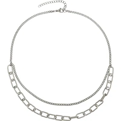 Rebl Gender Inclusive Double Layer Paperclip Chain Necklace