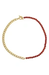 Rebl Gender Inclusive Half Cuban Half Beaded Chain Necklace